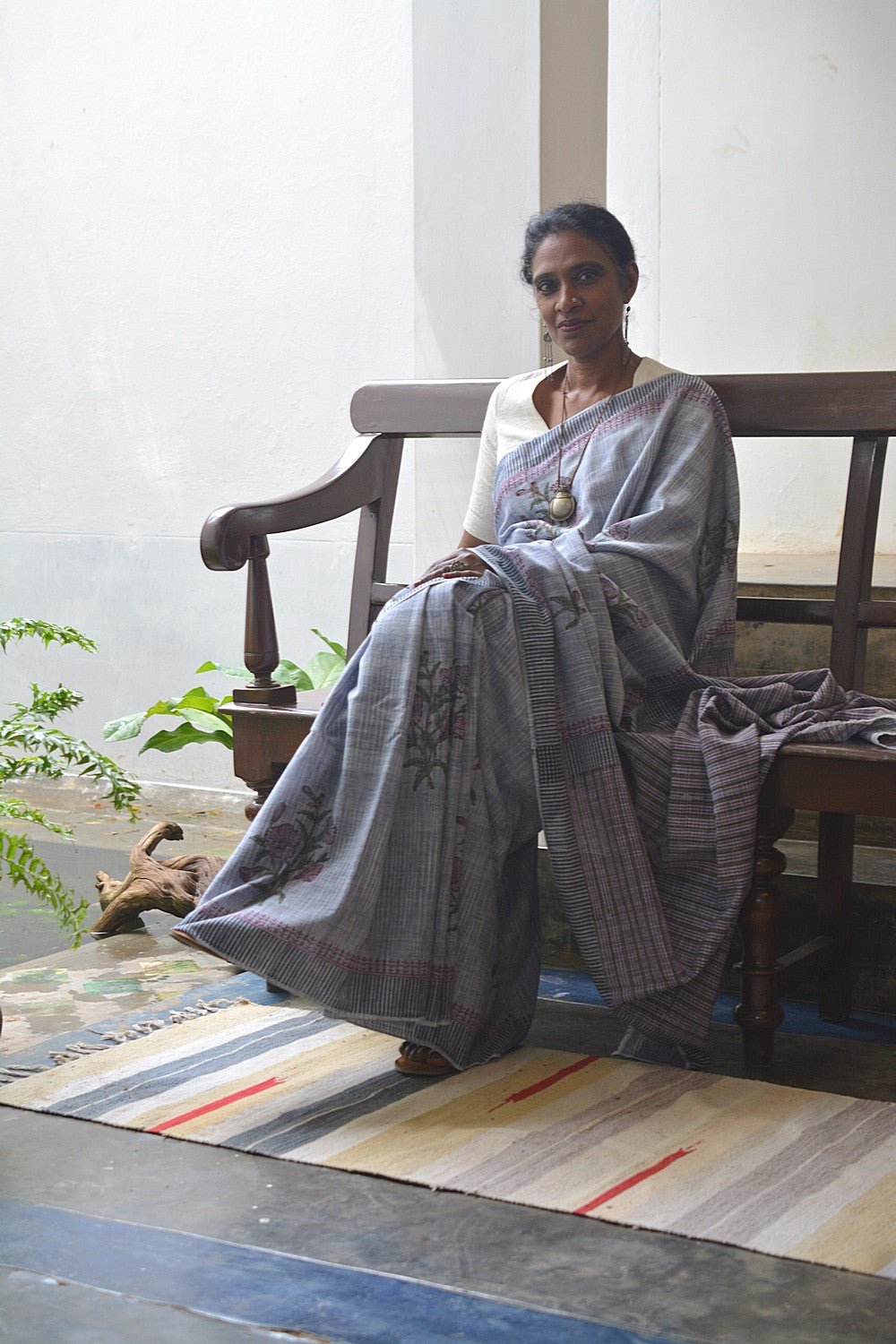 Block Printed Khadi Saree - Metropolitan - metaphorracha