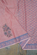 Block Printed Khadi Saree - Oriental Pink - metaphorracha