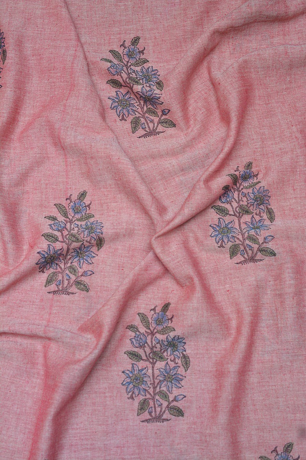 Block Printed Khadi Saree - Oriental Pink - metaphorracha
