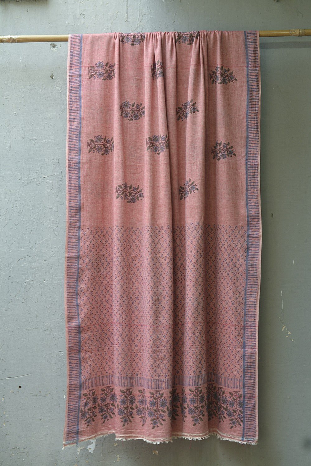 Block Printed Khadi Saree - Oriental Pink - metaphorracha