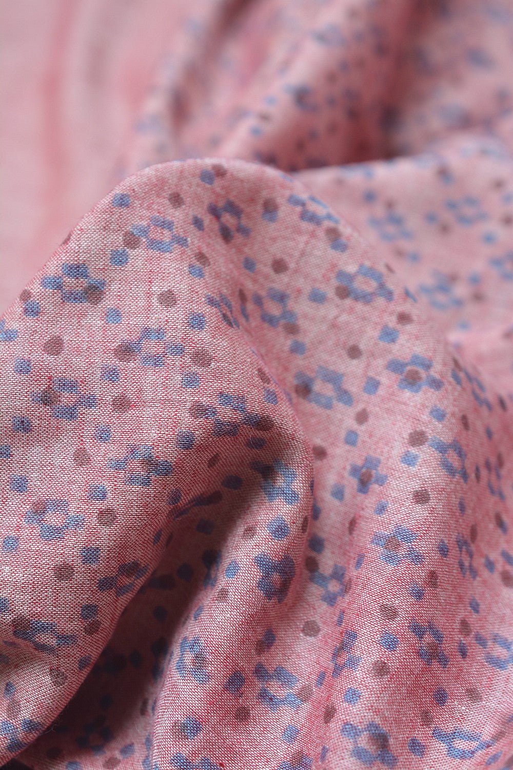 Block Printed Khadi Saree - Oriental Pink - metaphorracha