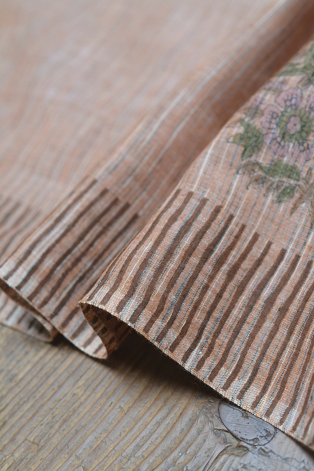 Block Printed Khadi Saree - Palm Desert Tan - metaphorracha