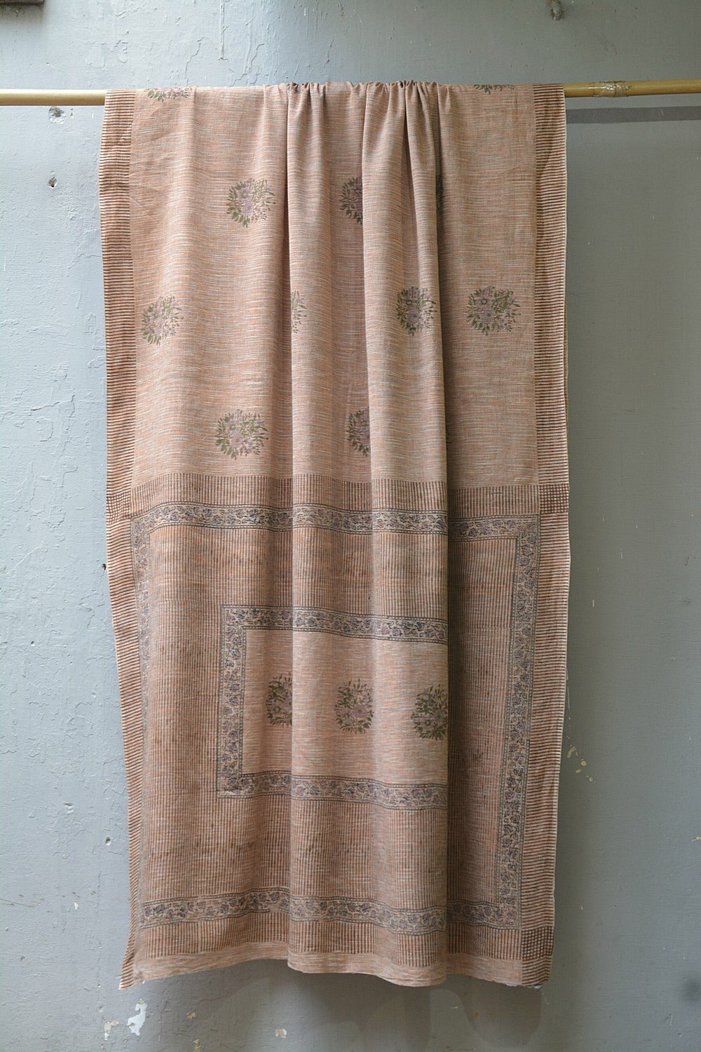 Block Printed Khadi Saree - Palm Desert Tan - metaphorracha