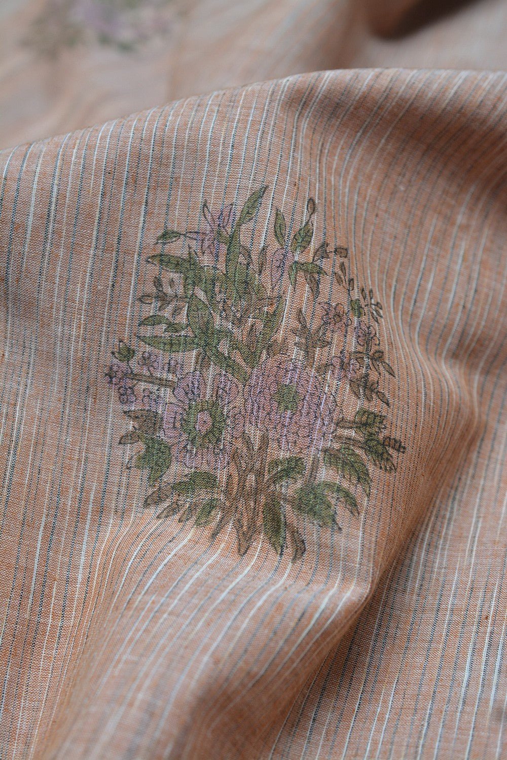 Block Printed Khadi Saree - Palm Desert Tan - metaphorracha