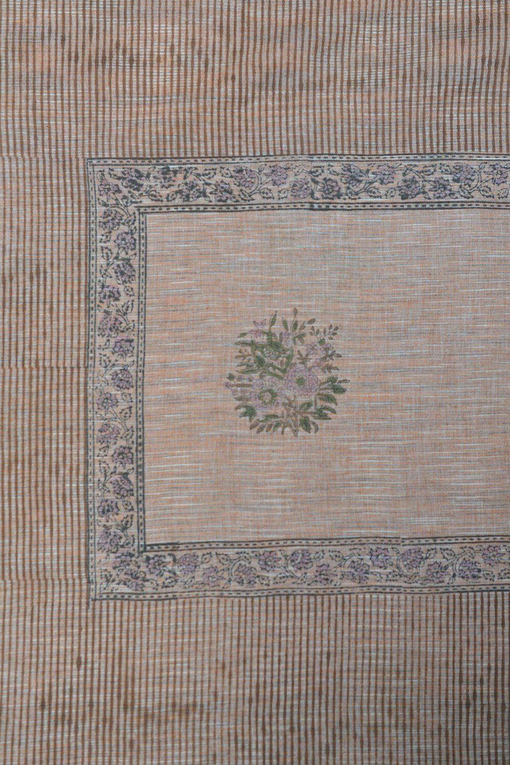Block Printed Khadi Saree - Palm Desert Tan - metaphorracha
