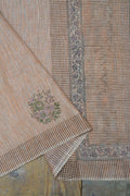 Block Printed Khadi Saree - Palm Desert Tan - metaphorracha
