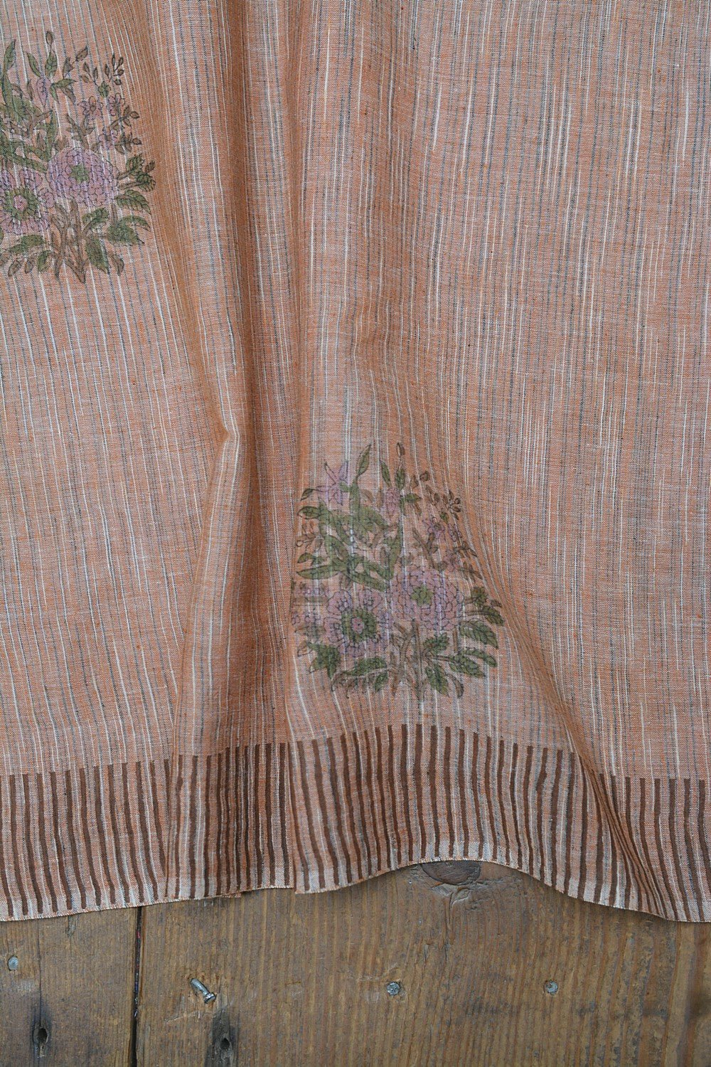 Block Printed Khadi Saree - Palm Desert Tan - metaphorracha