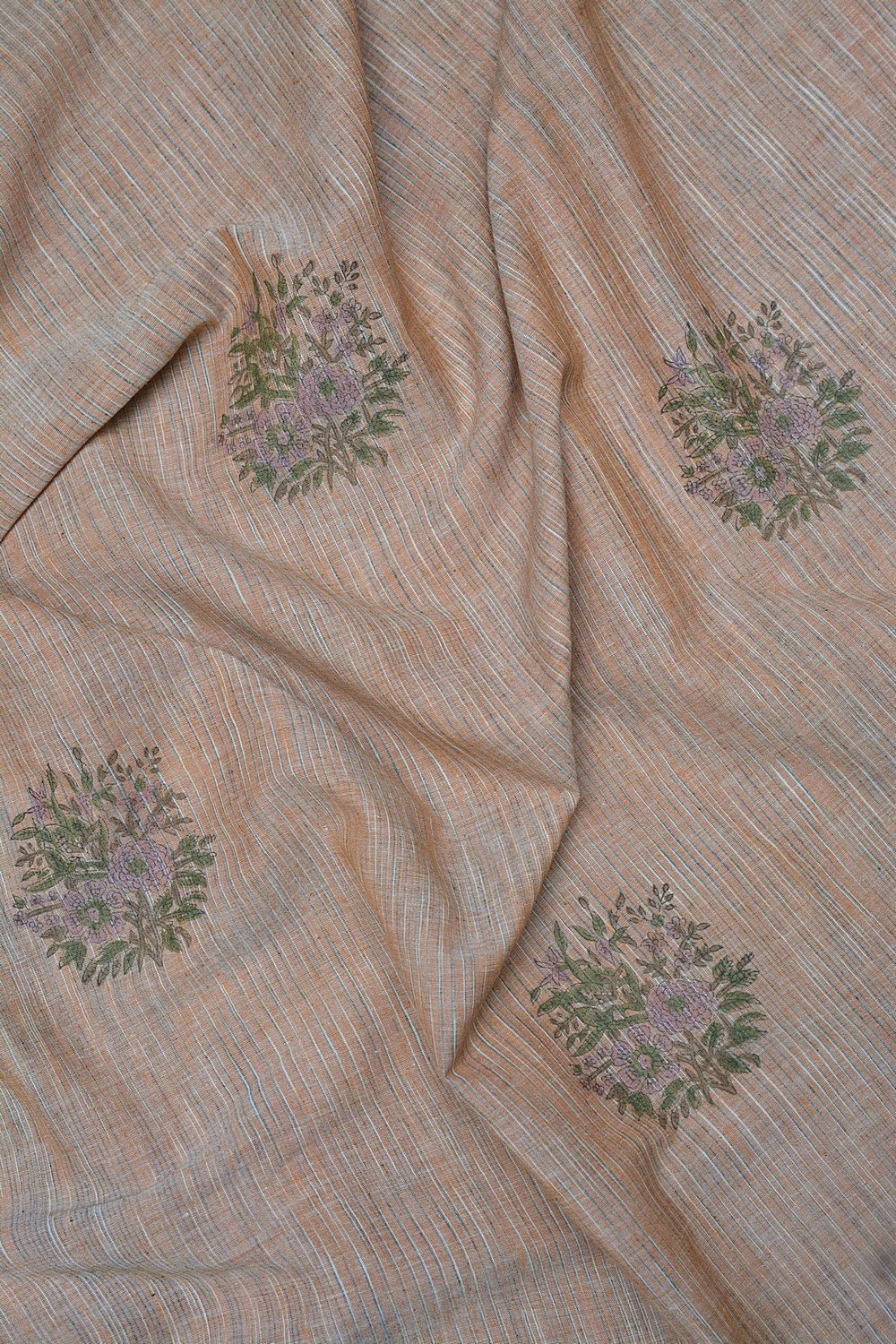 Block Printed Khadi Saree - Palm Desert Tan - metaphorracha