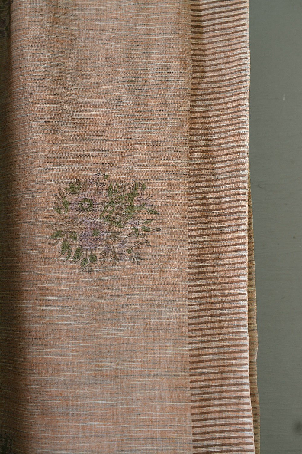 Block Printed Khadi Saree - Palm Desert Tan - metaphorracha