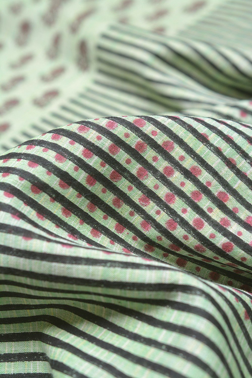 Block Printed Khadi Saree - Pine Sprigs - metaphorracha