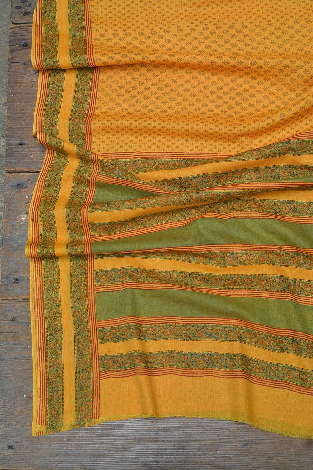 Block Printed Khadi Saree - Sunflower Field - metaphorracha
