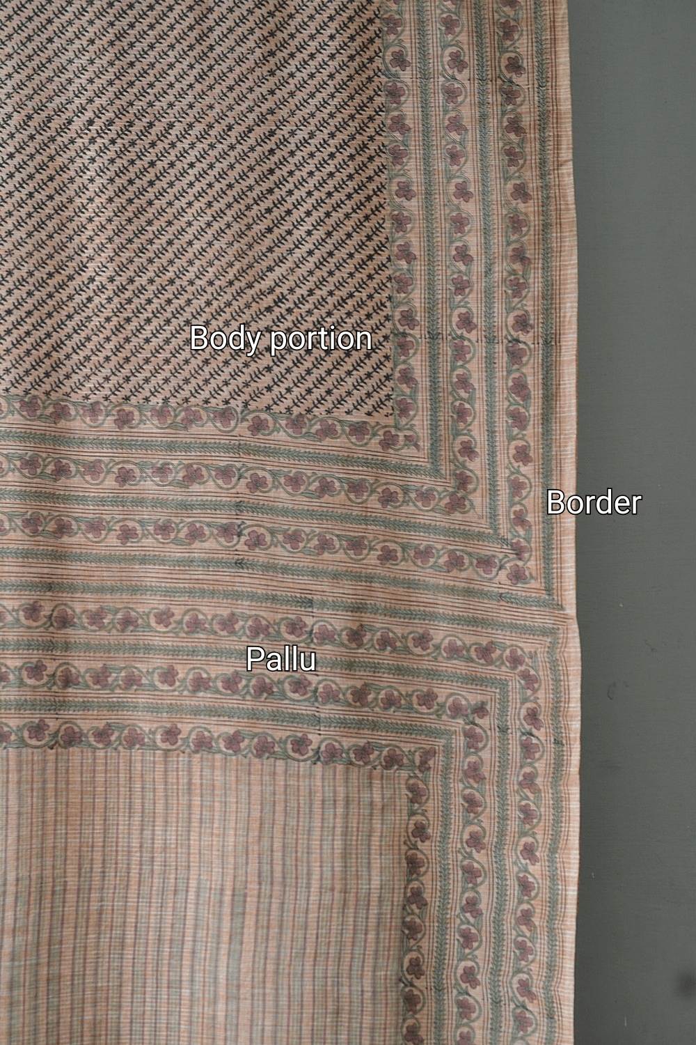Block Printed Khadi Saree - Tucson Tan - metaphorracha