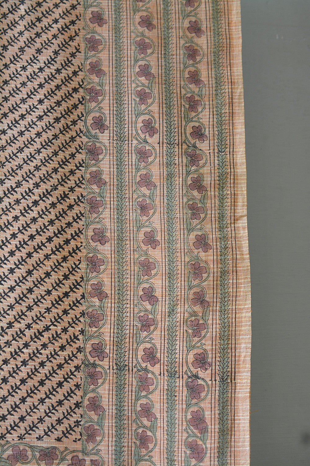 Block Printed Khadi Saree - Tucson Tan - metaphorracha
