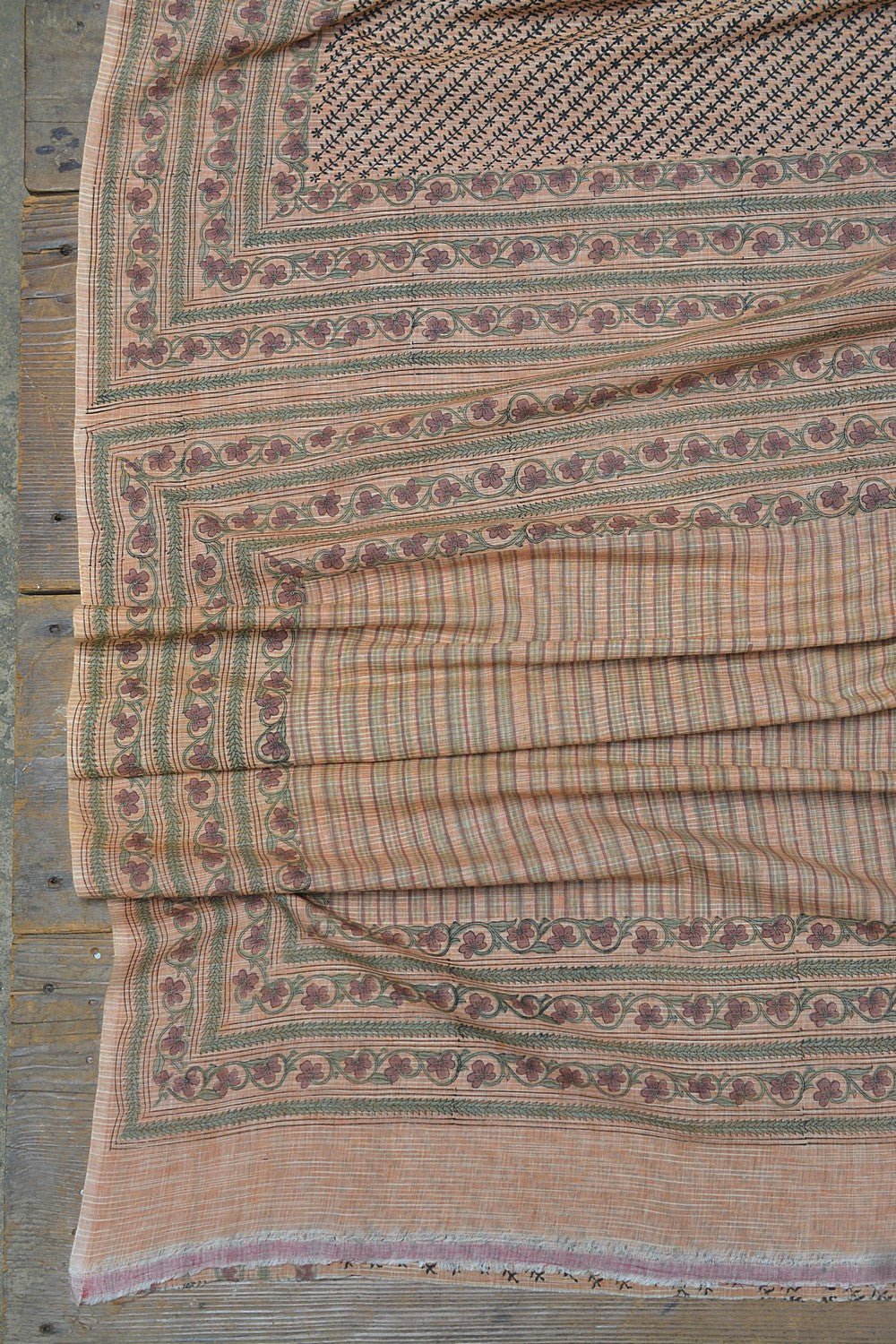Block Printed Khadi Saree - Tucson Tan - metaphorracha