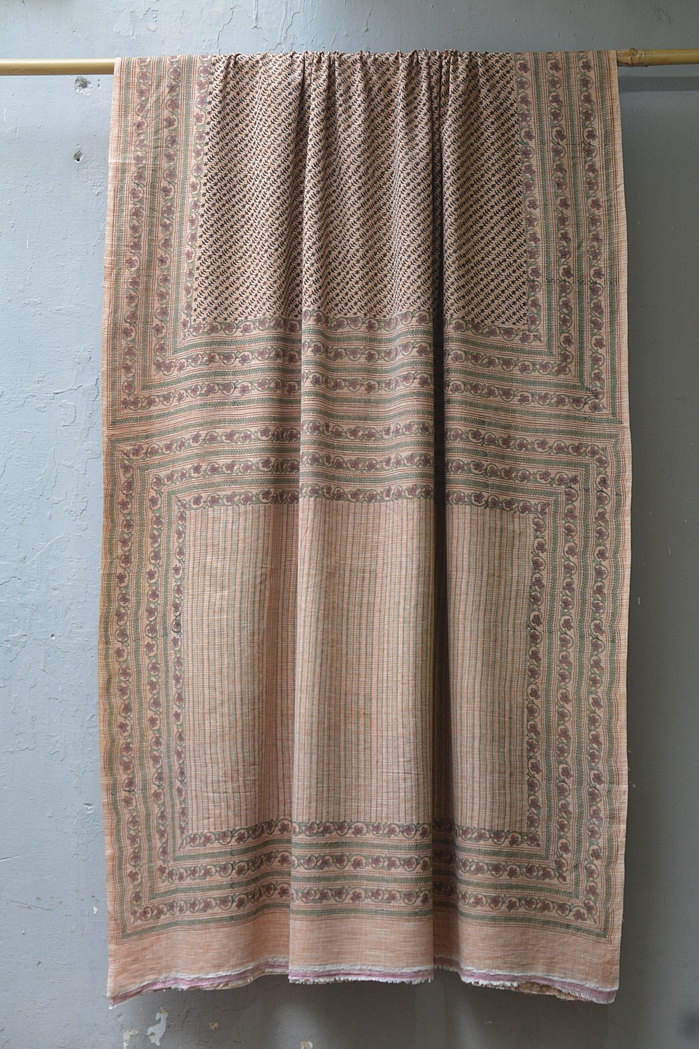 Block Printed Khadi Saree - Tucson Tan - metaphorracha