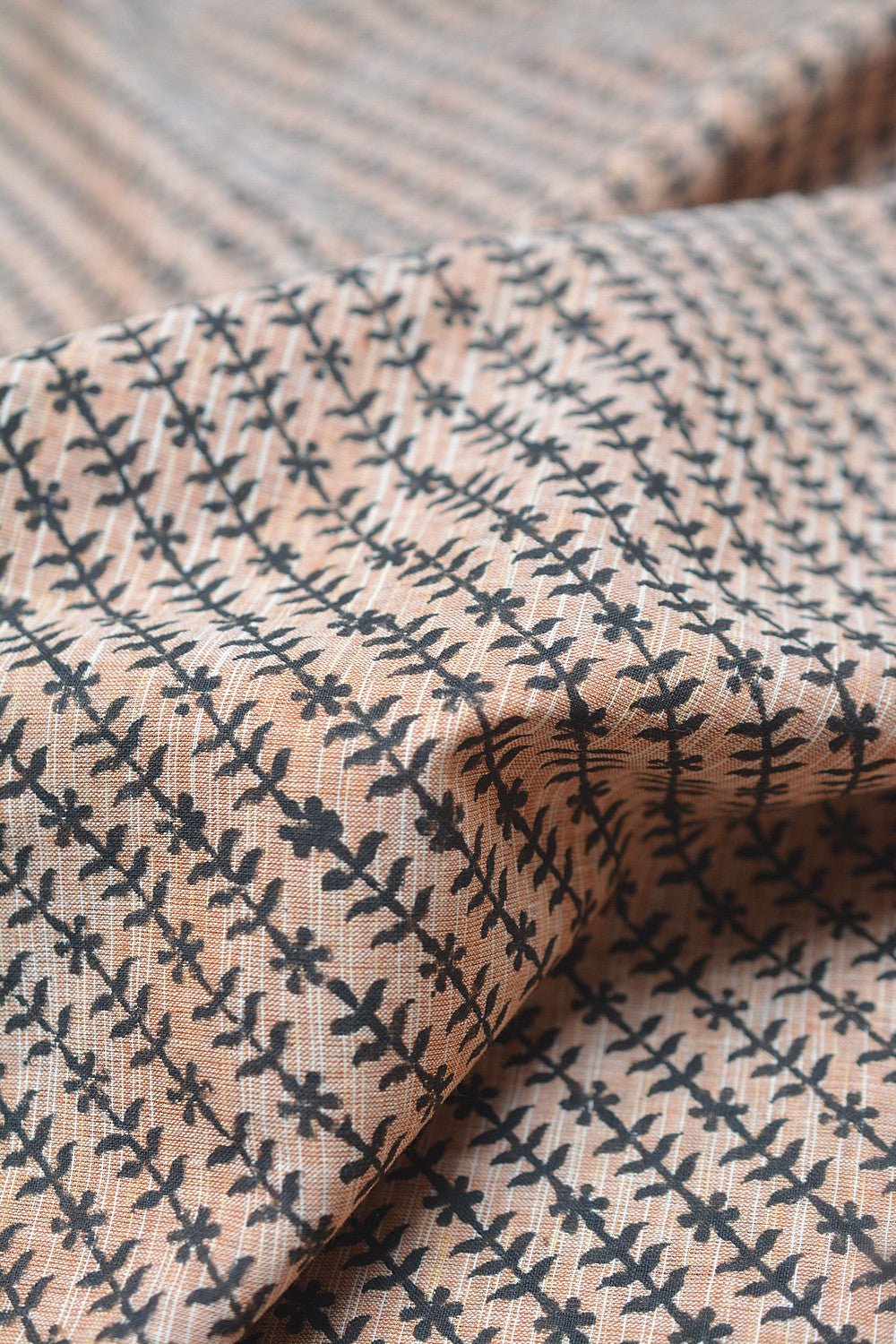 Block Printed Khadi Saree - Tucson Tan - metaphorracha