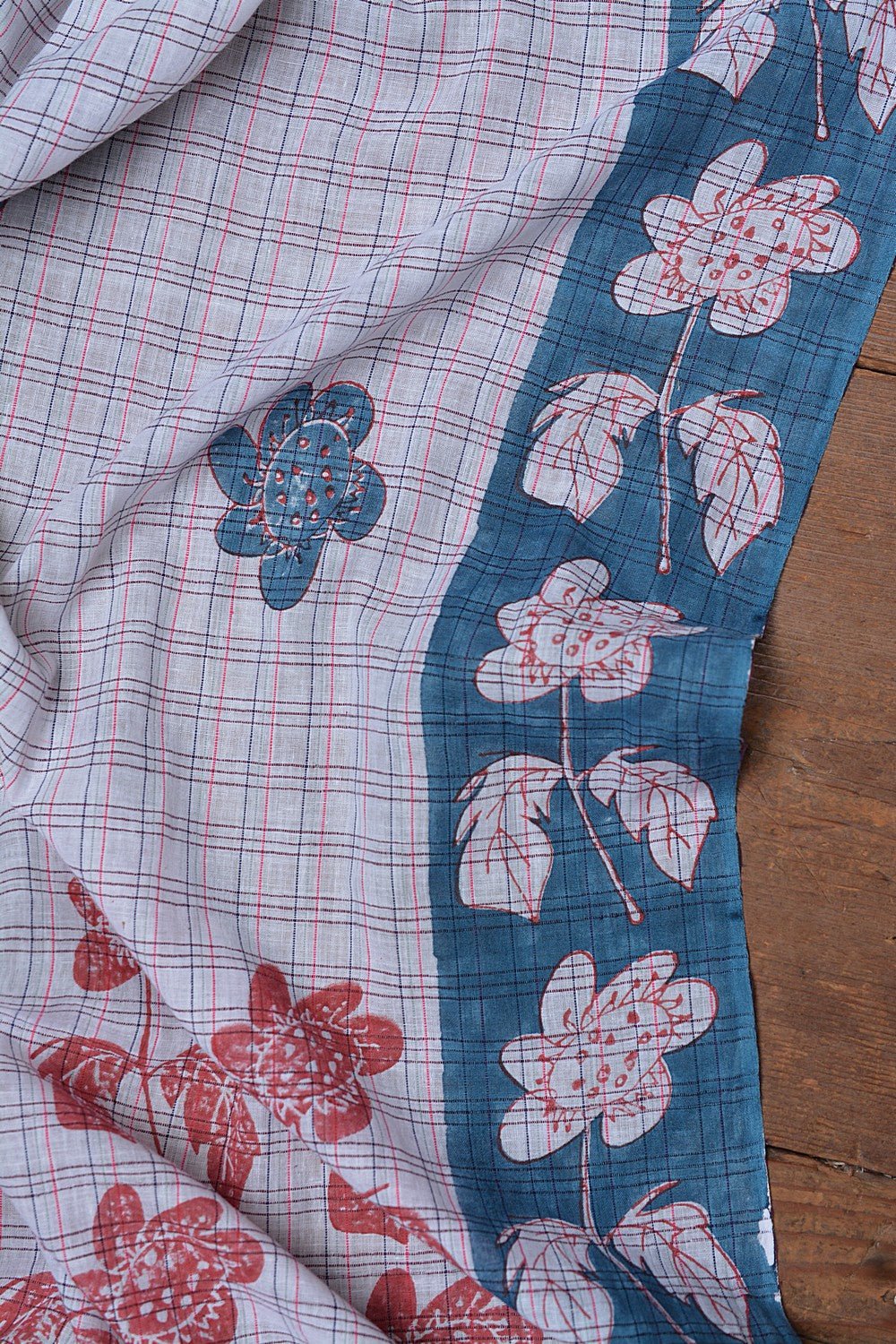 Block Printed Khadi Stole - Bloom - metaphorracha