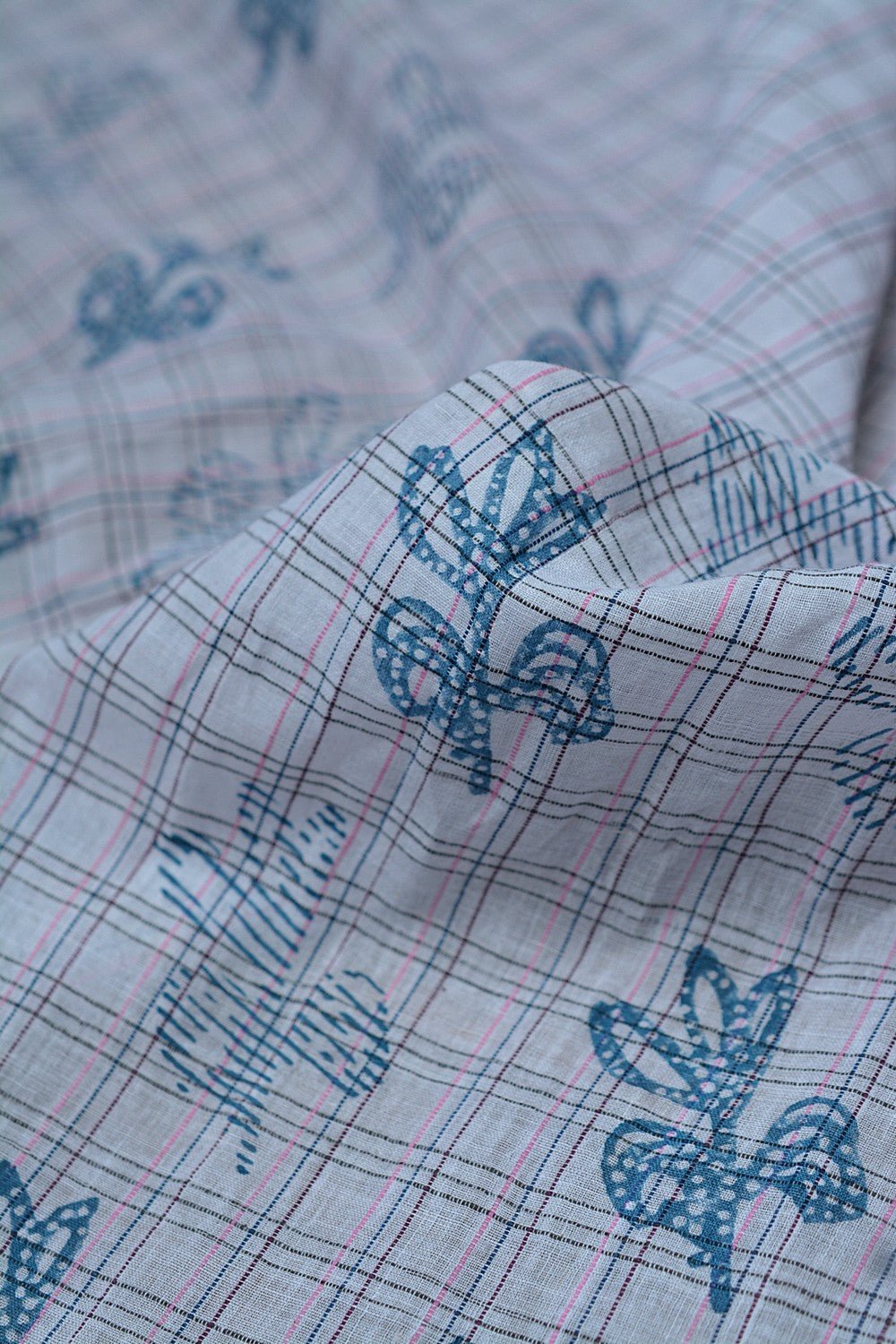 Block Printed Khadi Stole - Flora - metaphorracha