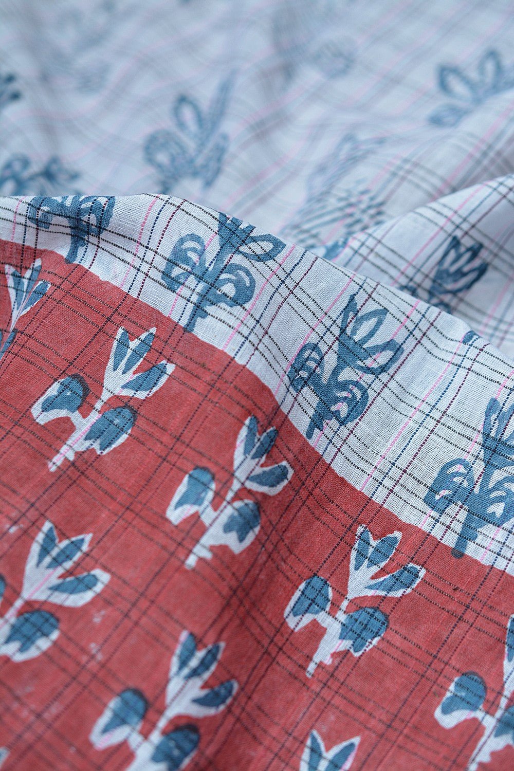 Block Printed Khadi Stole - Flora - metaphorracha
