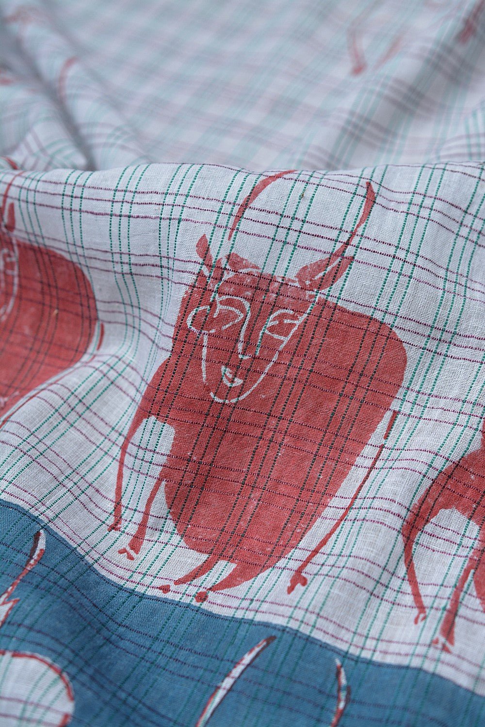 Block Printed Khadi Stole - Kine - metaphorracha