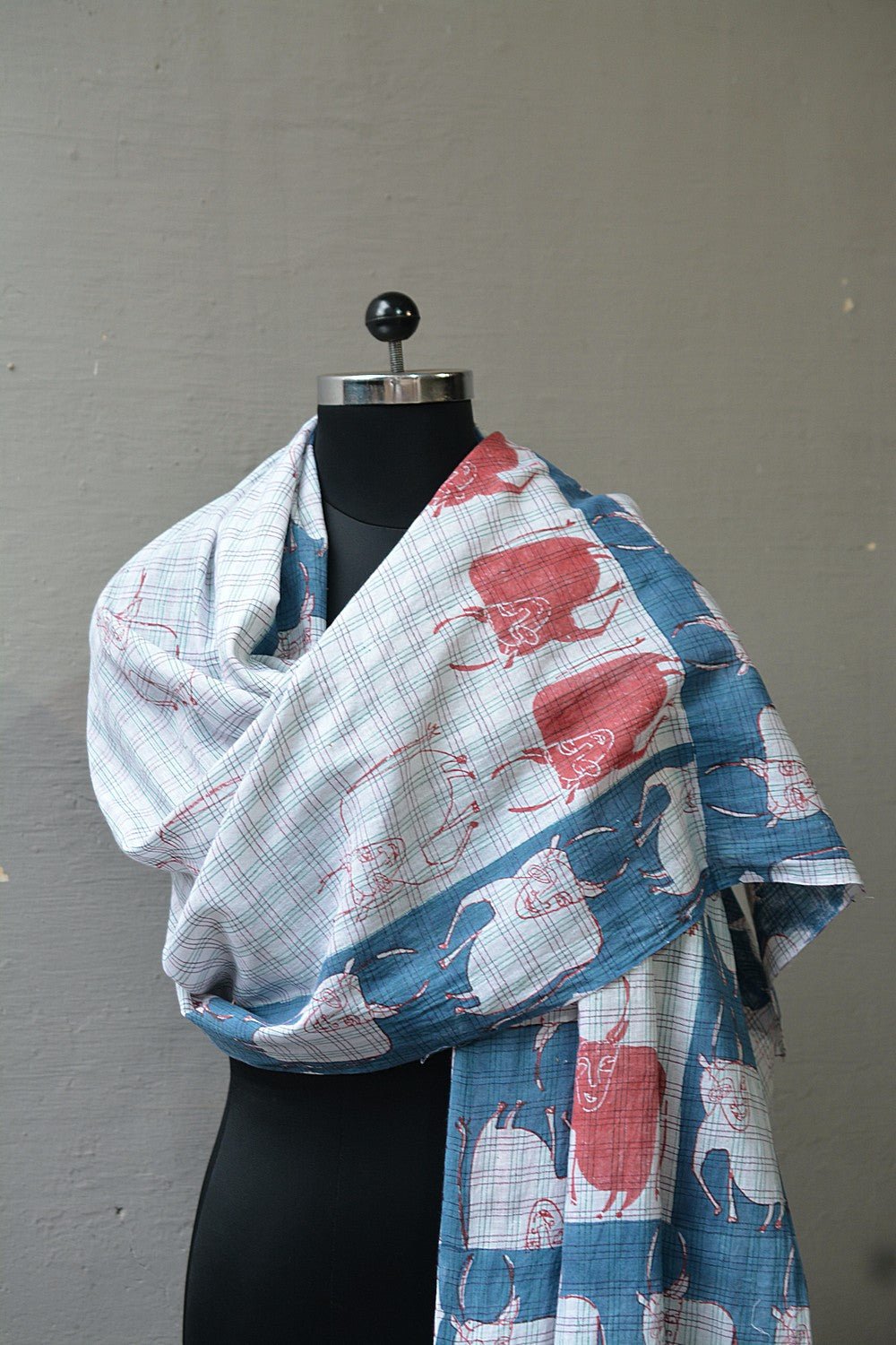 Block Printed Khadi Stole - Kine - metaphorracha