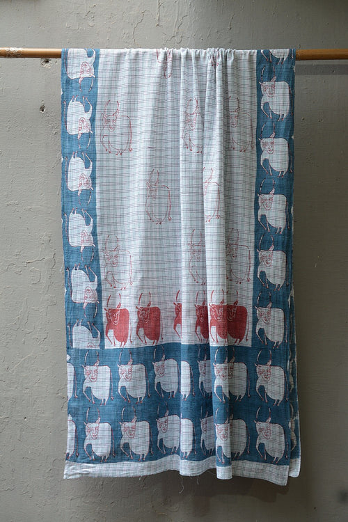 Block Printed Khadi Stole - Kine - metaphorracha
