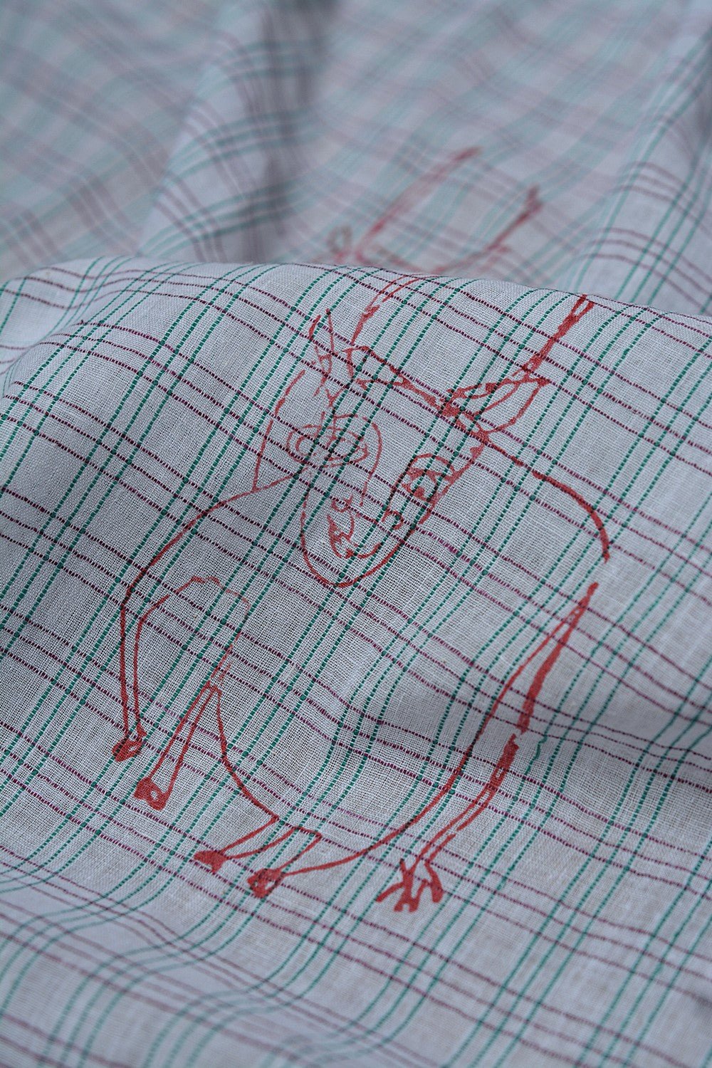 Block Printed Khadi Stole - Kine - metaphorracha