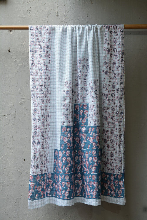 Block Printed Khadi Stole - Matsya - metaphorracha