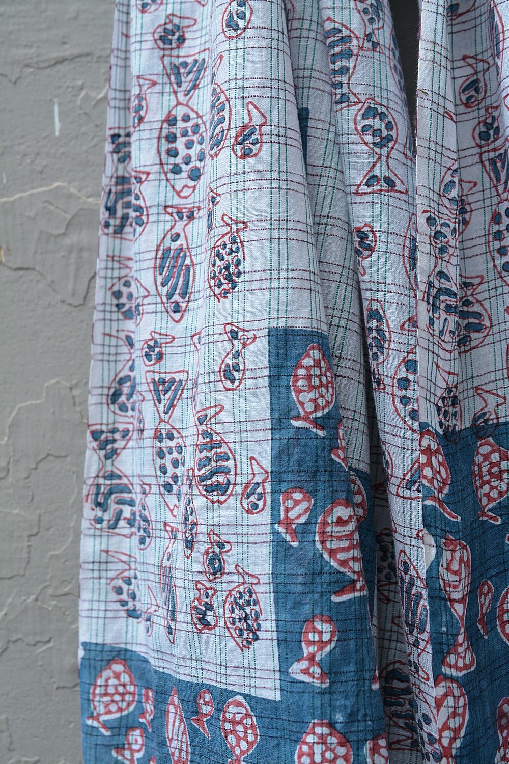 Block Printed Khadi Stole - Matsya - metaphorracha