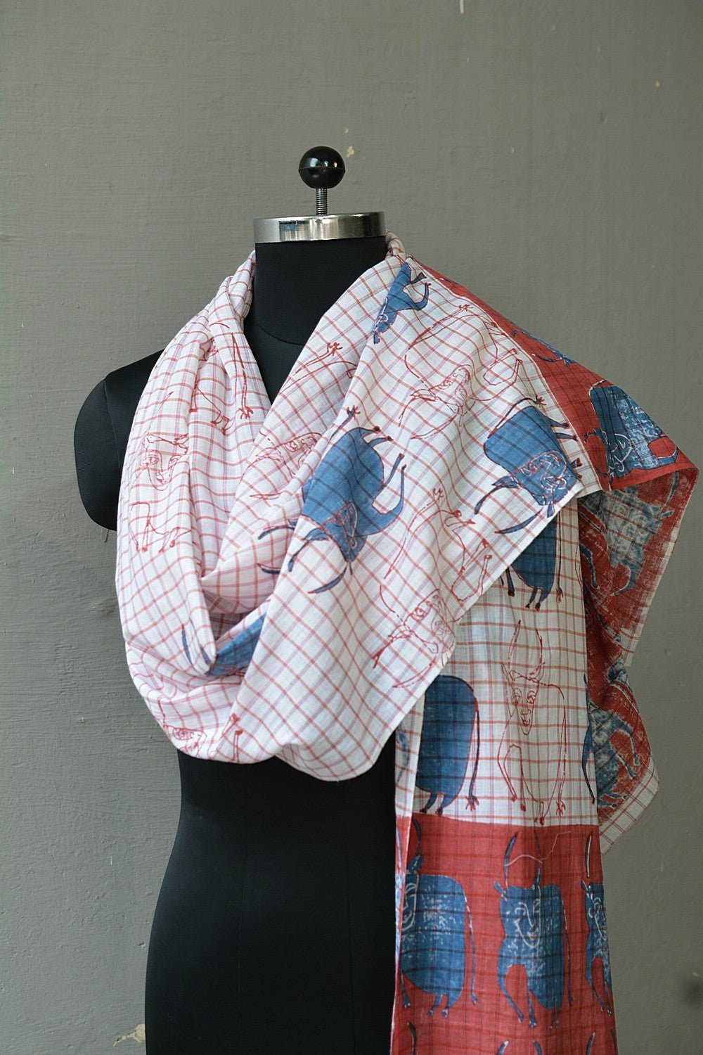 Block Printed Khadi Stole - Vrinda - metaphorracha