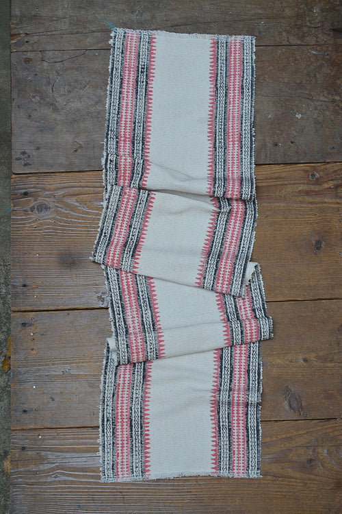 Block Printed Table Runner - Black and Rose - metaphorracha