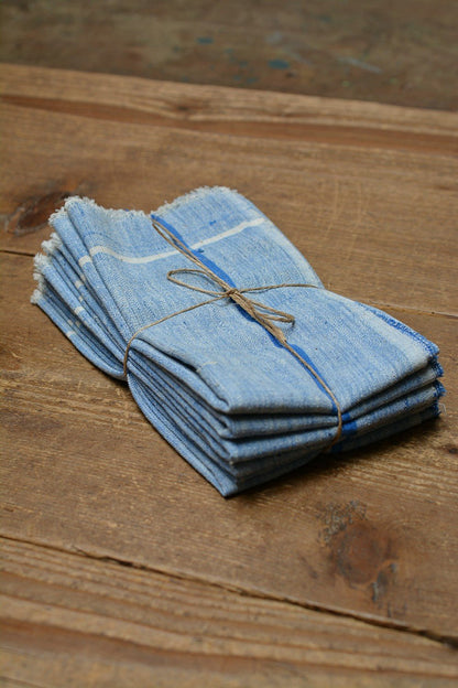 Blue Chambray Handwoven Cotton Handkerchiefs - metaphorracha