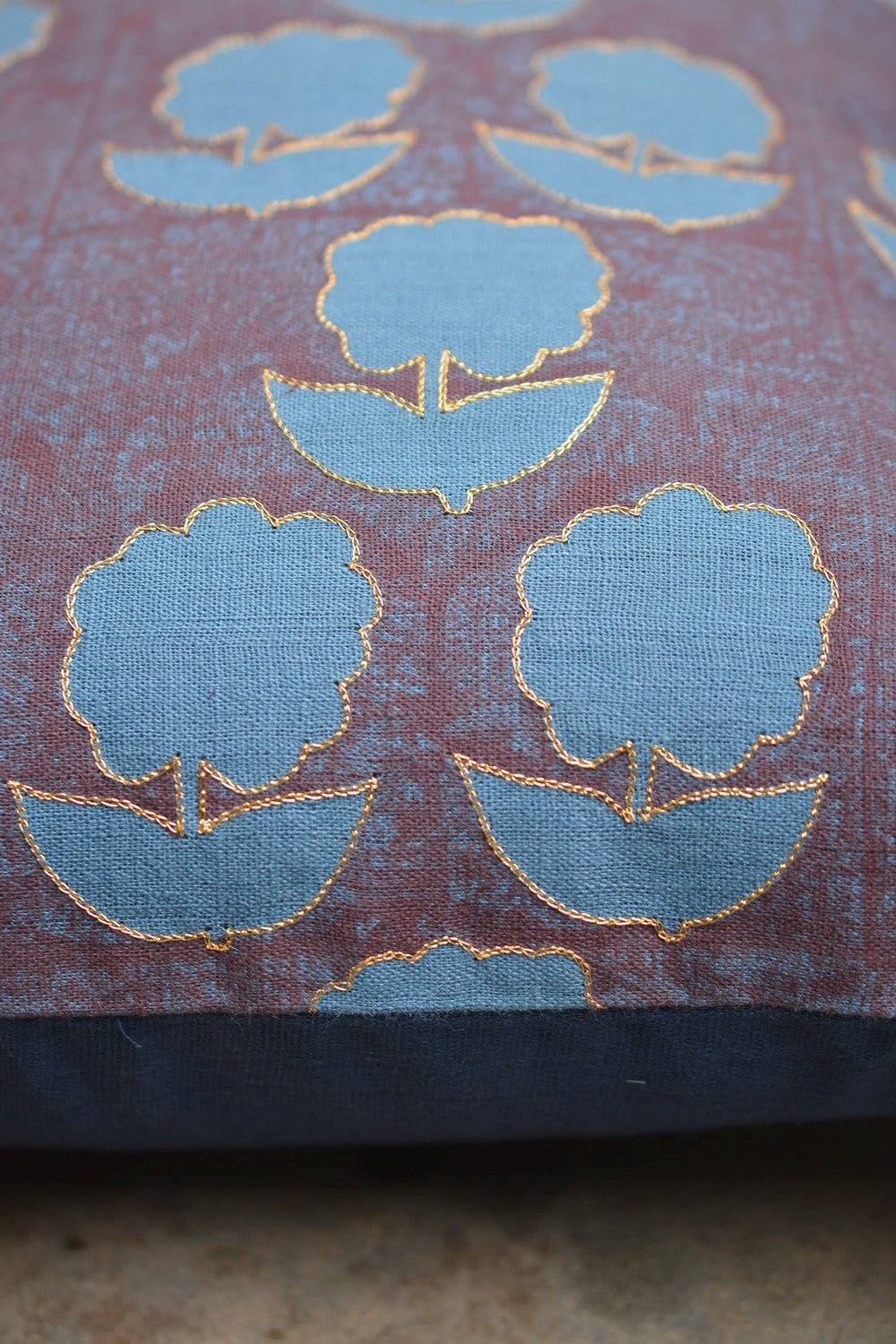 Embroidered Khadi Cushion Cover - metaphorracha