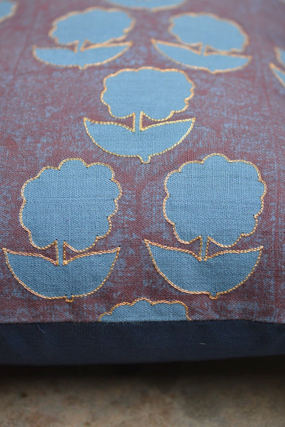 Embroidered Khadi Cushion Cover - metaphorracha