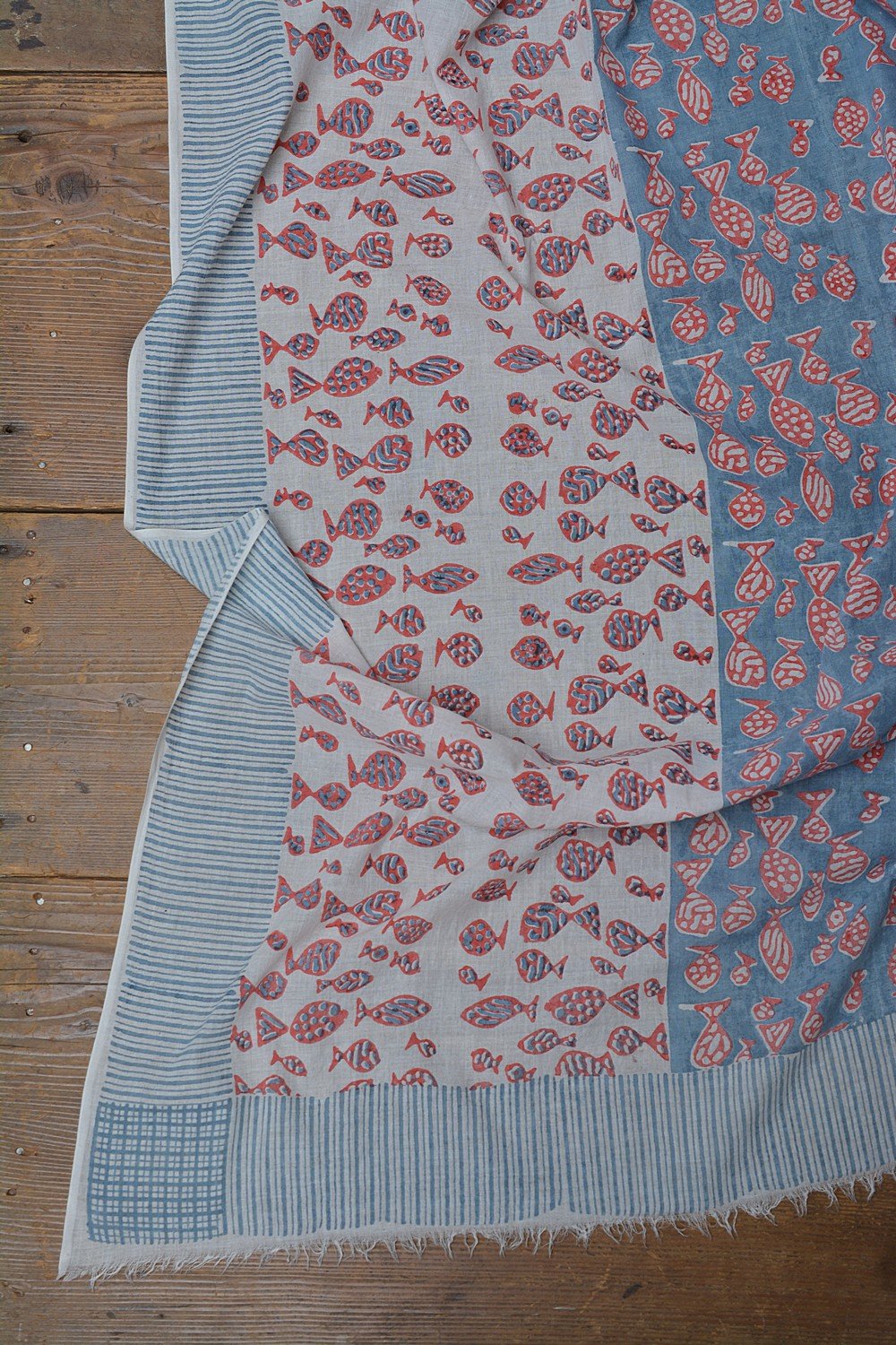 FISCH - Block Printed Stole - metaphorracha