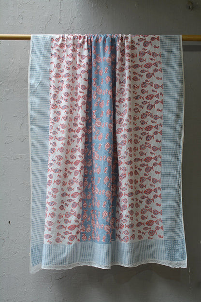 FISCH - Block Printed Stole - metaphorracha