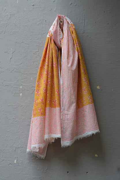 FLEUR - Block Printed Stole - metaphorracha