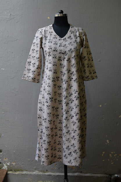 Flower - Hand Block Printed Kurta - metaphorracha