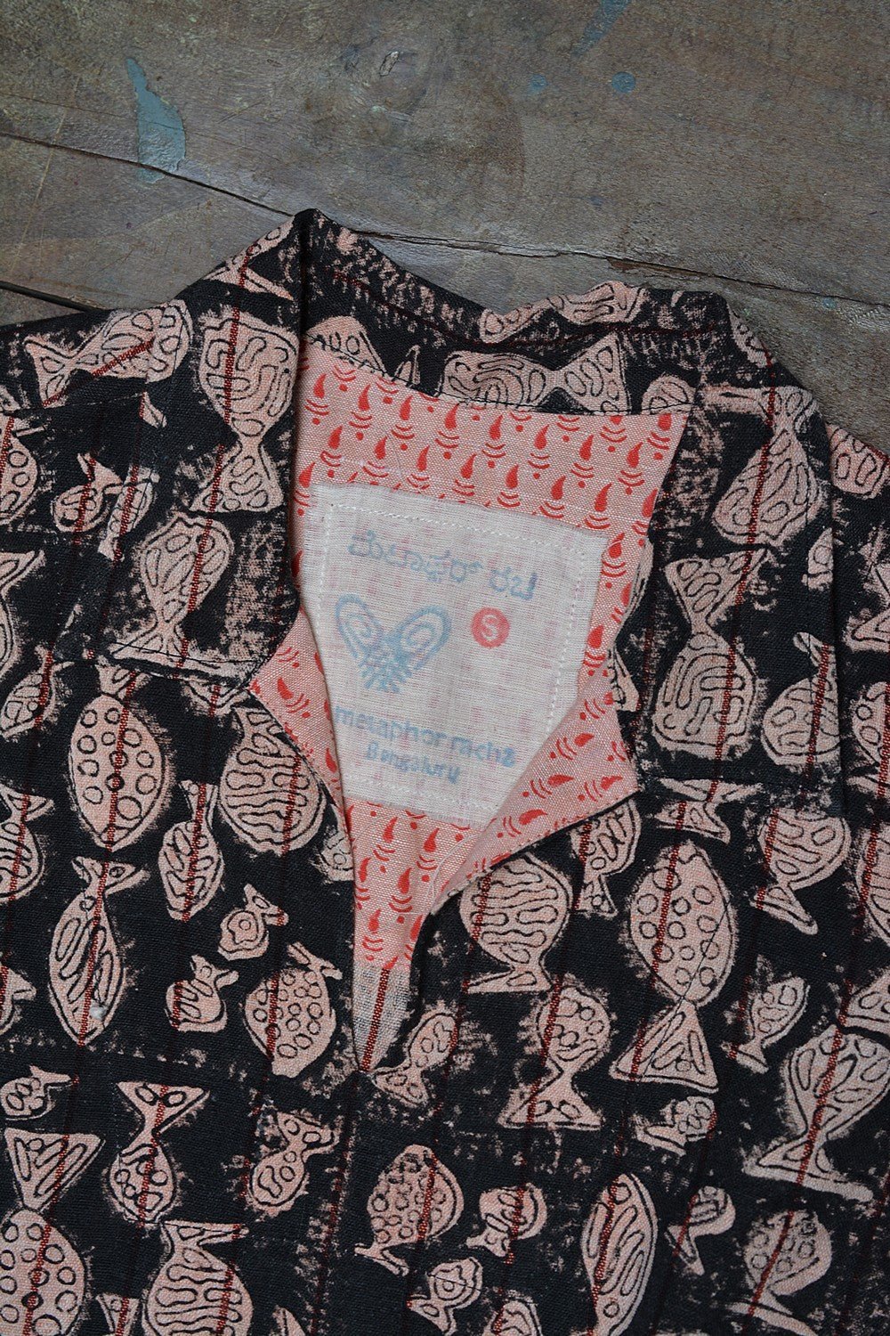 Hand Block Printed Khadi Dress - Fish - metaphorracha