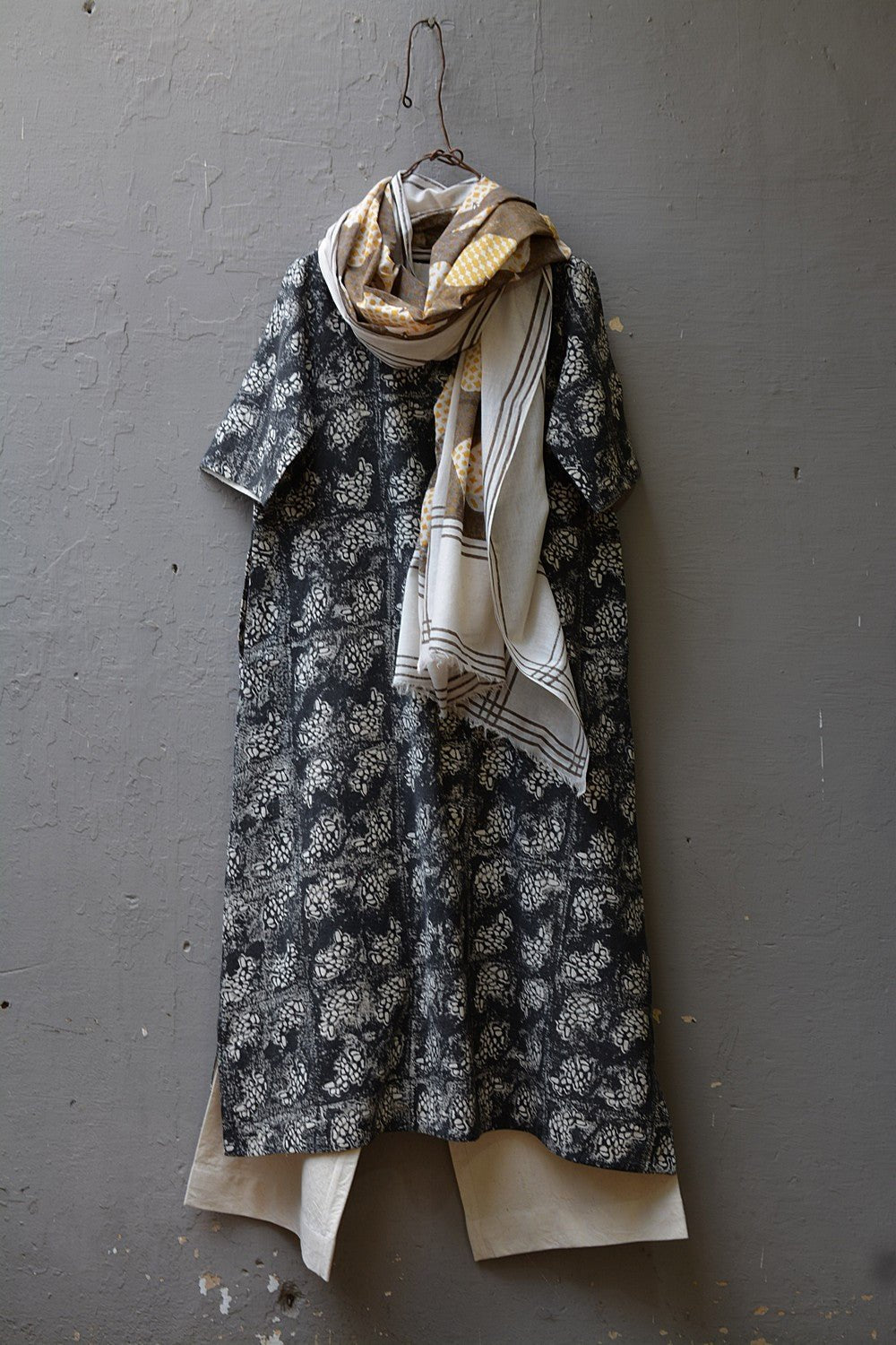 Hand Block Printed Khadi Dress - Leaf - metaphorracha