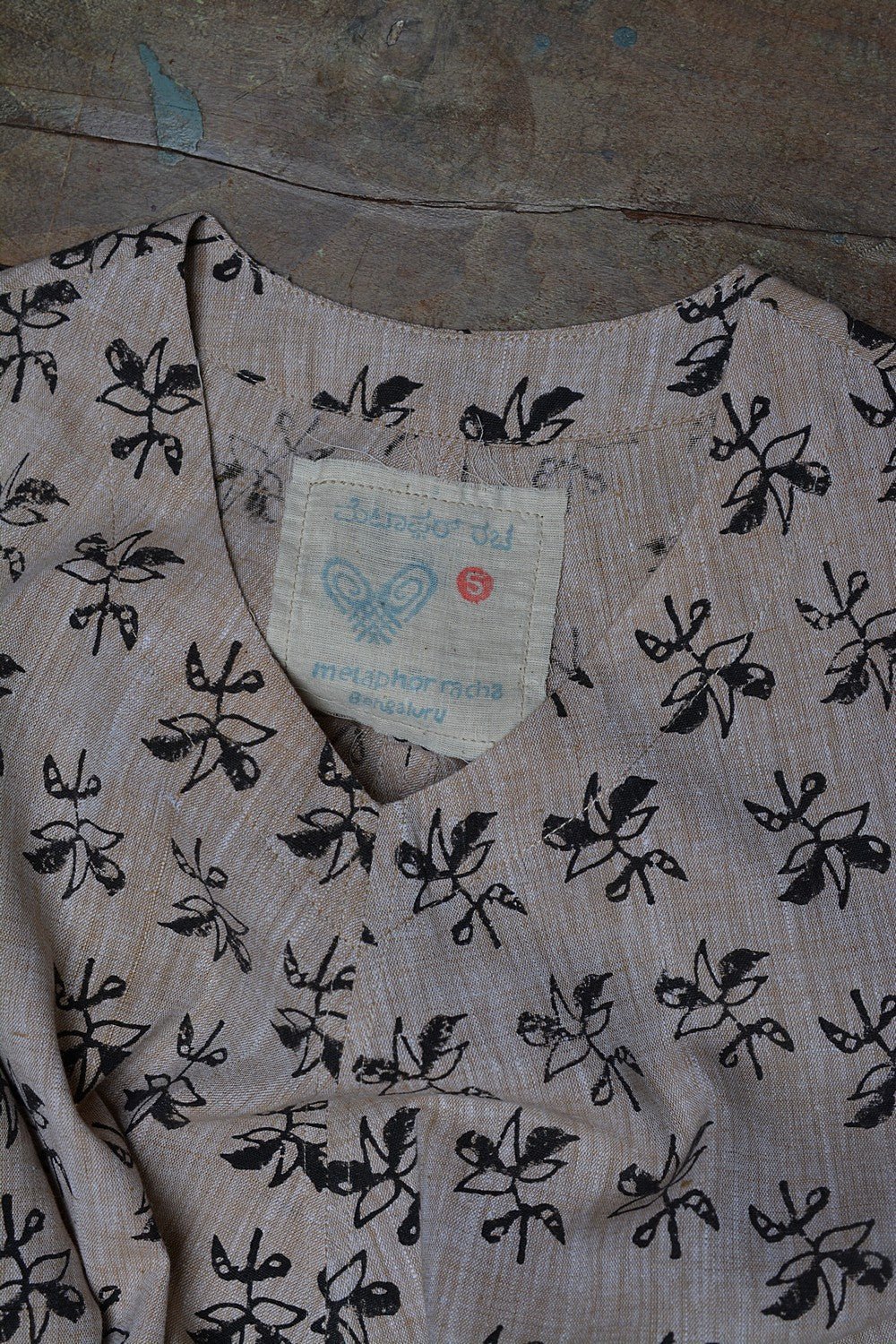 Hand Block Printed Khadi Kurta - Flower - metaphorracha