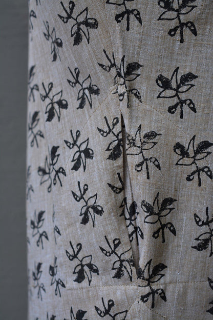 Hand Block Printed Khadi Kurta - Flower - metaphorracha