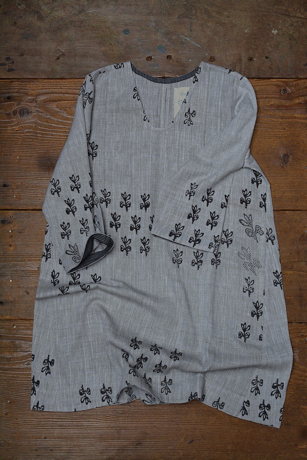 Hand Block Printed Khadi Tunic - Bunch - metaphorracha