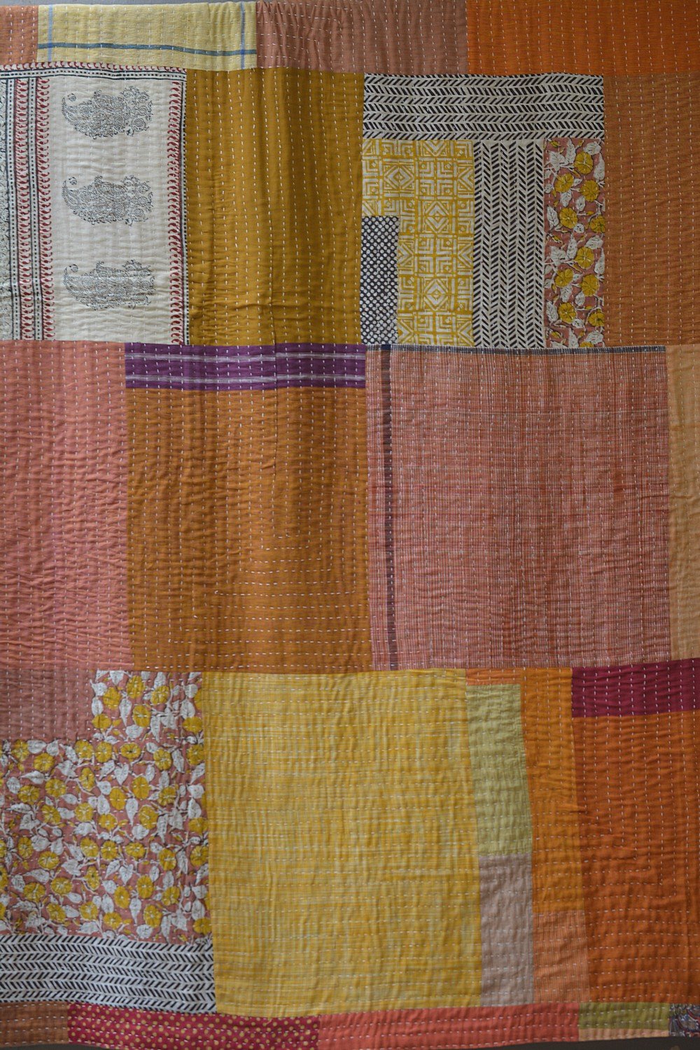 Hand-quilted Khadi Bedspread | Drift | 62" x 92" - metaphorracha