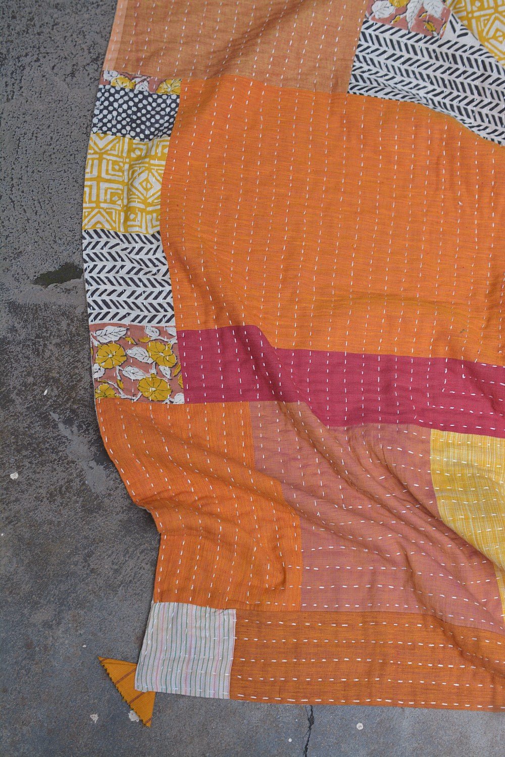 Hand-quilted Khadi Bedspread | Drift | 62" x 92" - metaphorracha