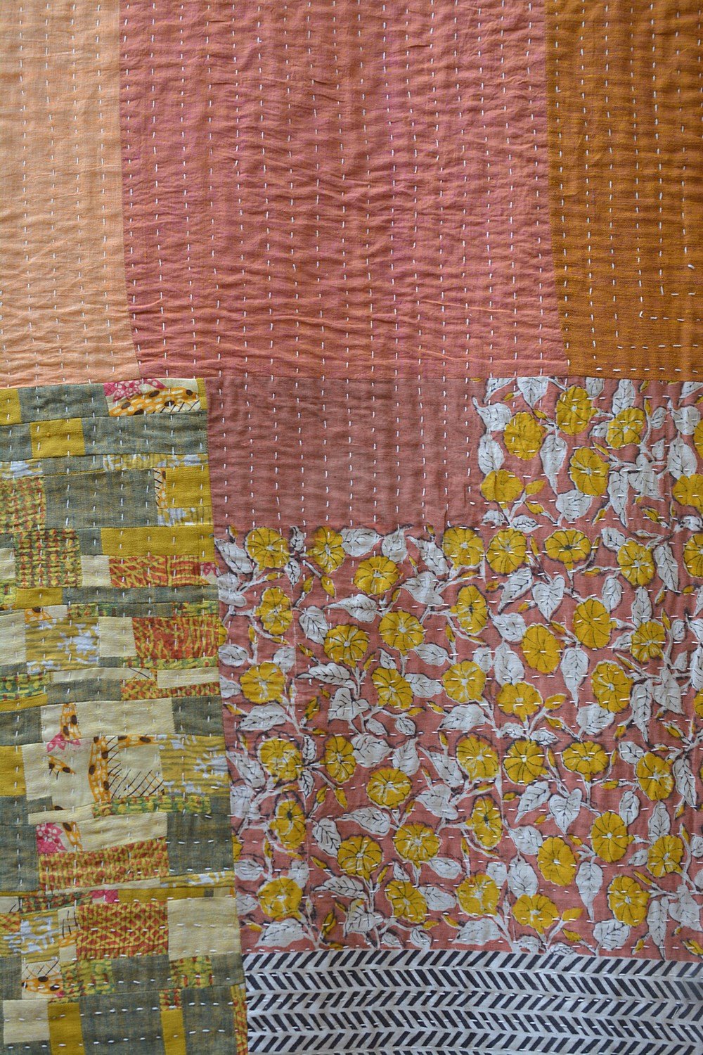 Hand-quilted Khadi Bedspread | Drift | 62" x 92" - metaphorracha