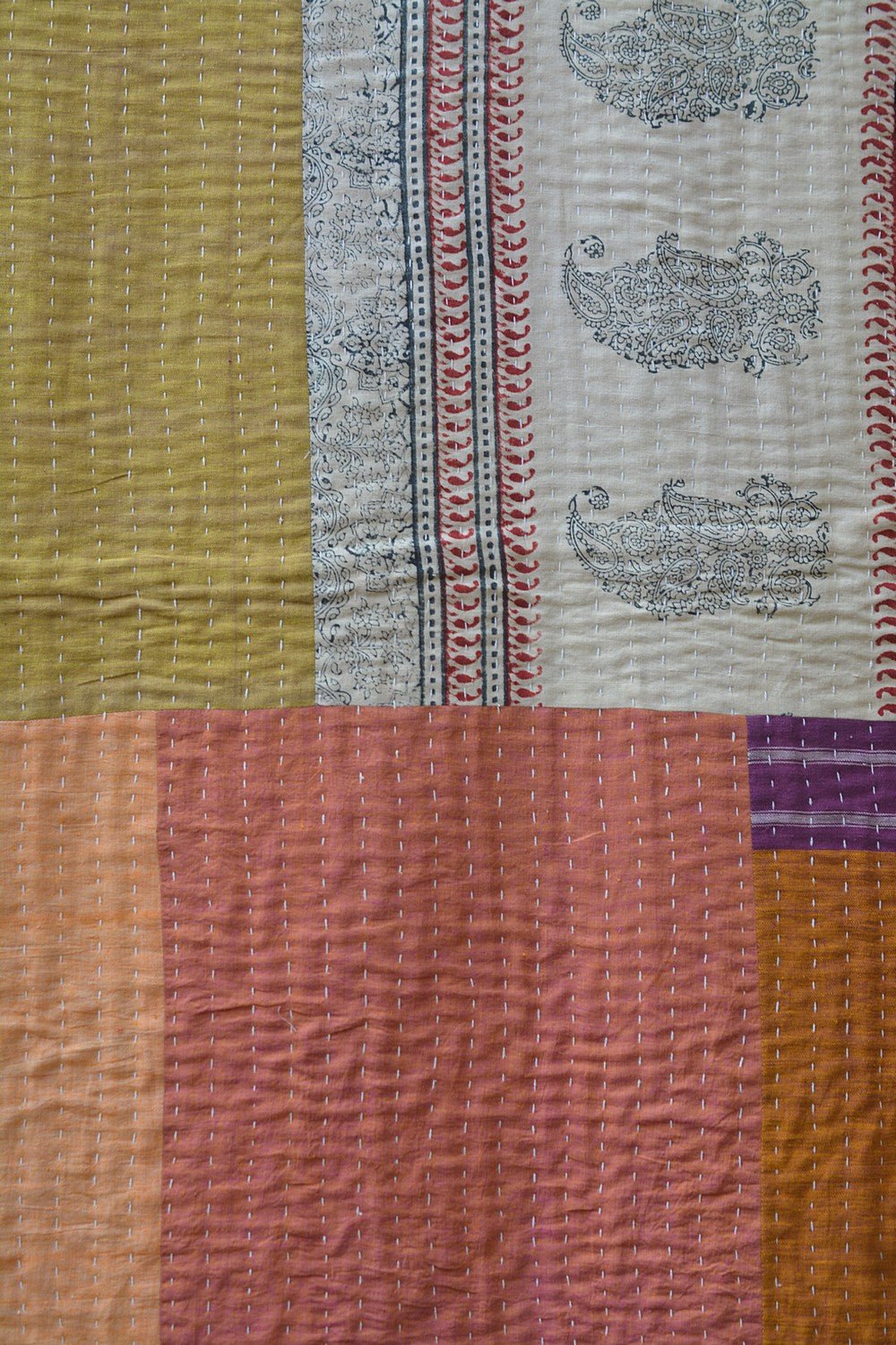 Hand-quilted Khadi Bedspread | Drift | 62" x 92" - metaphorracha