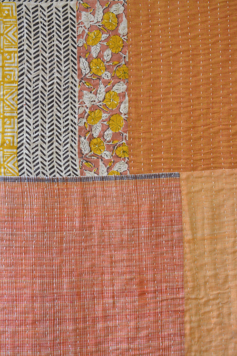 Hand-quilted Khadi Bedspread | Drift | 62" x 92" - metaphorracha