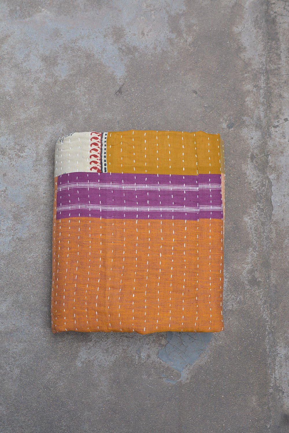 Hand-quilted Khadi Bedspread | Drift | 62" x 92" - metaphorracha