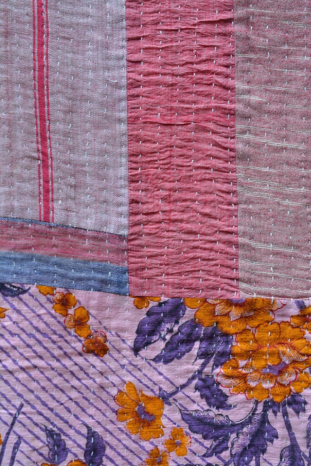 Hand - quilted Khadi Bedspread | Drift | 63" x 88" - metaphorracha